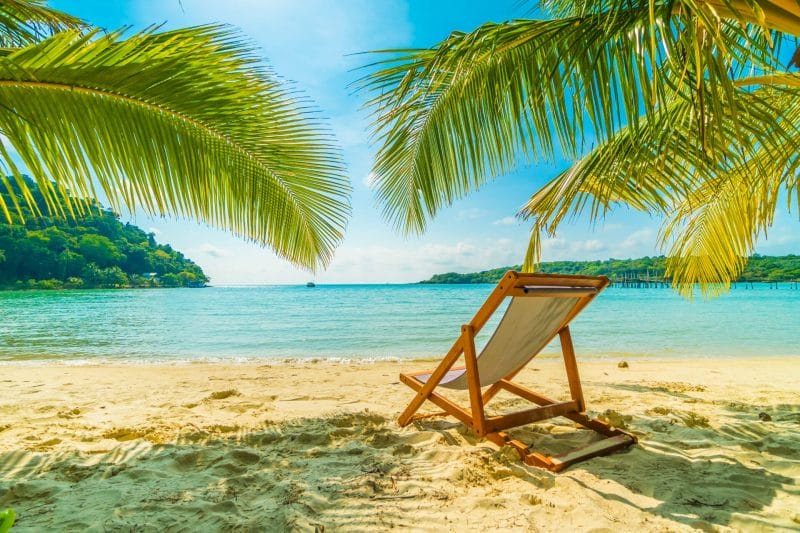 Beautiful Tropical Beach And Sea With Coconut Palm Tree In Parad